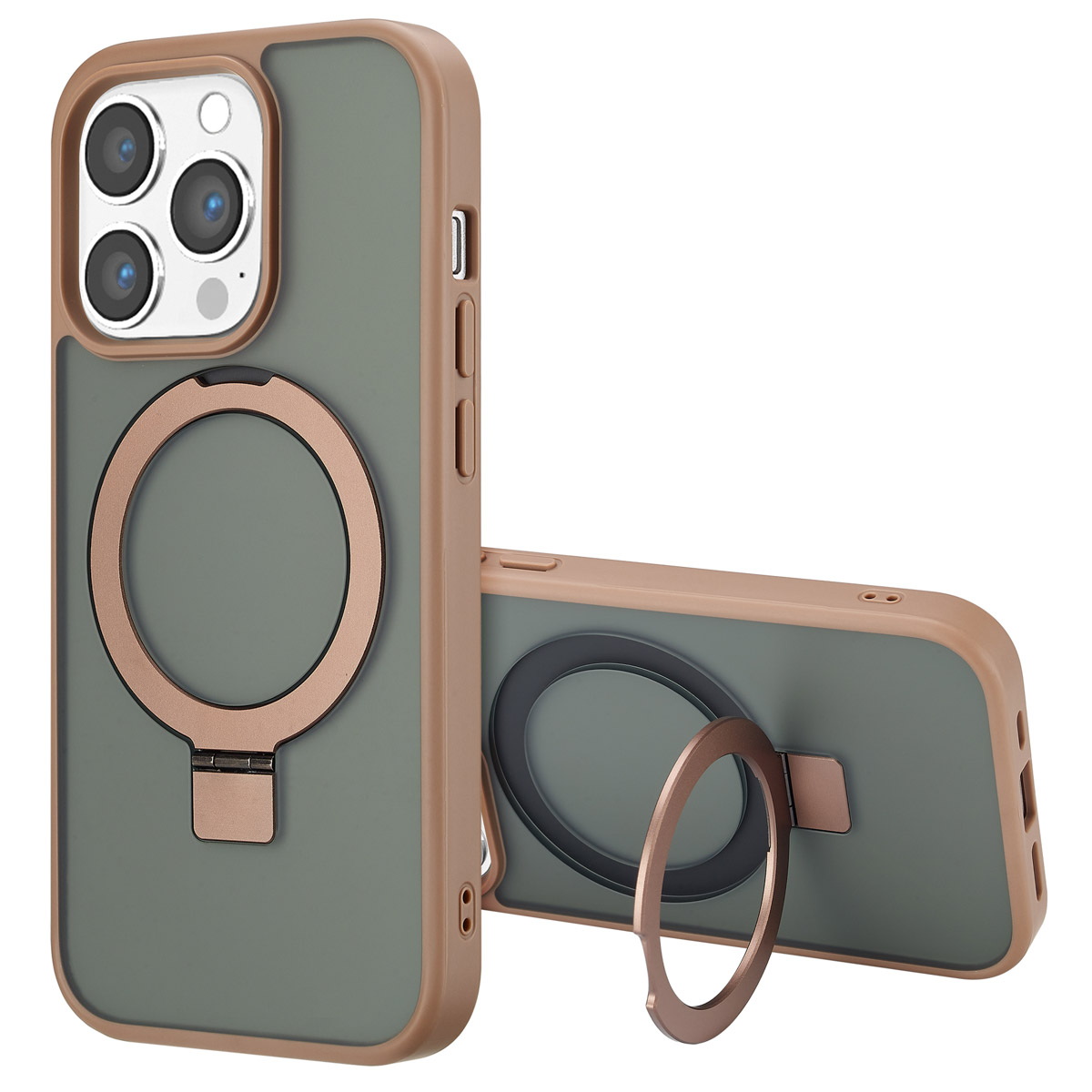 Accezz Coque Ring Stand avec MagSafe Apple iPhone 14 Pro - Marron