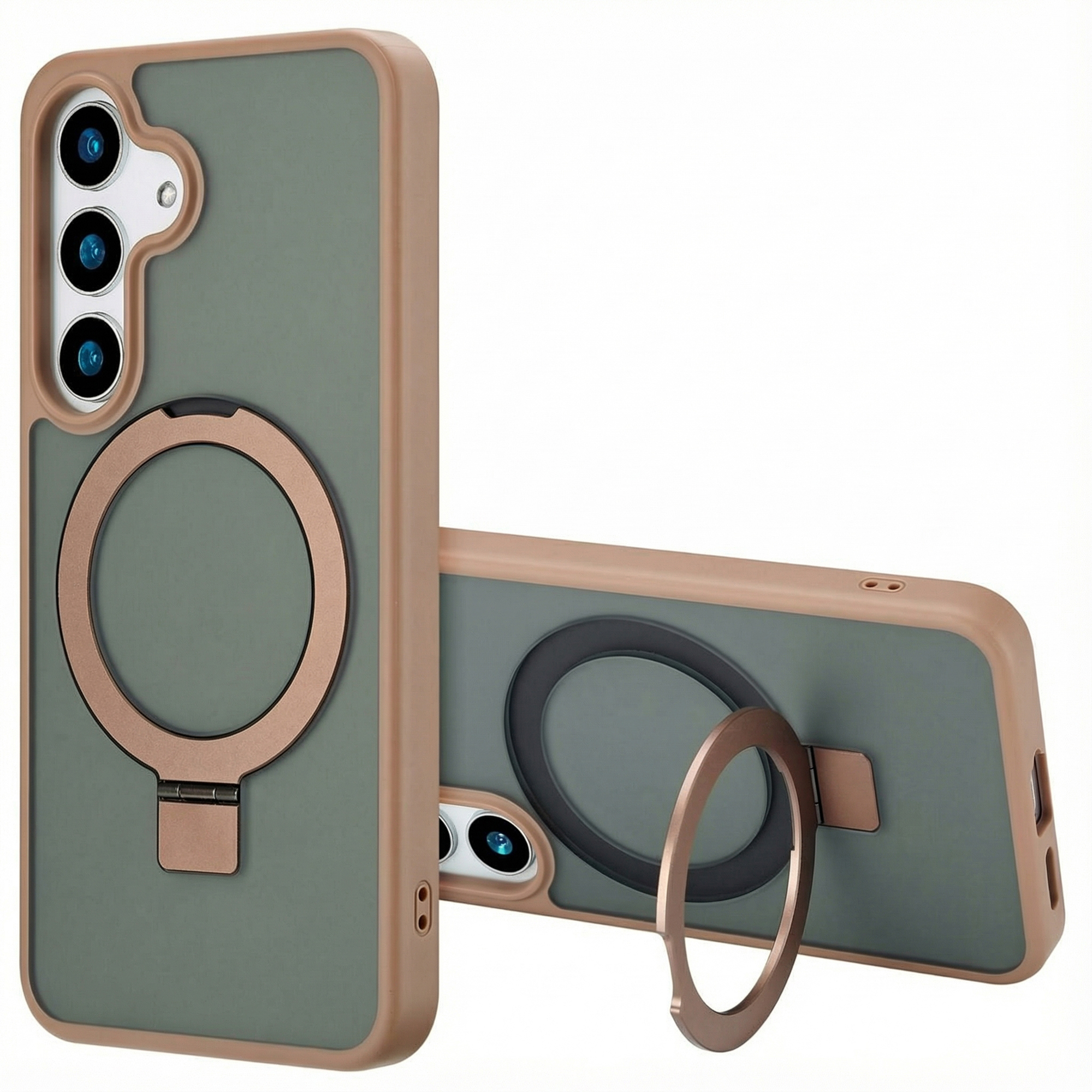 Accezz Ring Stand Backcover met MagSafe voor de Samsung Galaxy S25 - Bruin