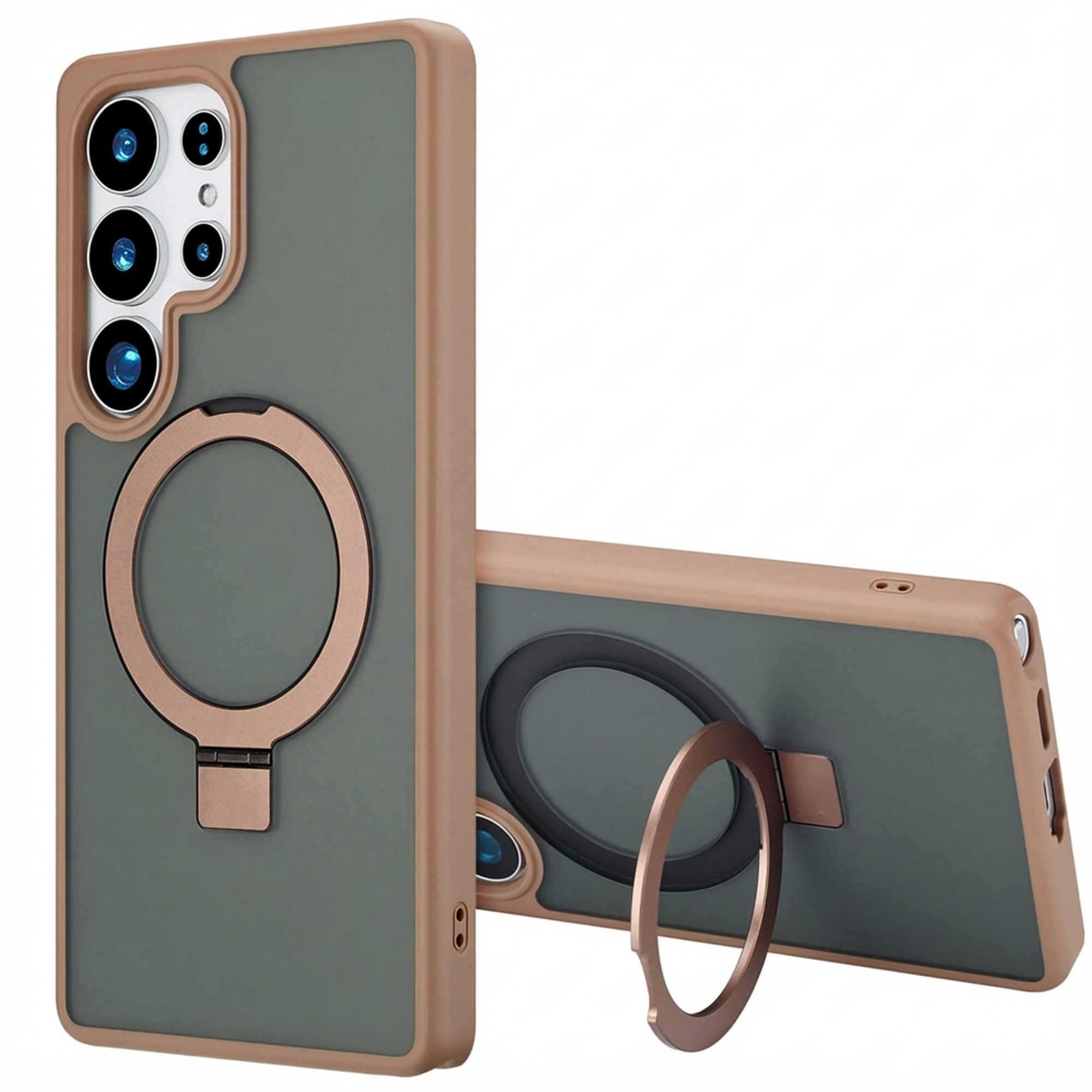 Accezz Ring Stand Backcover met MagSafe voor de Samsung Galaxy S25 Ultra - Bruin