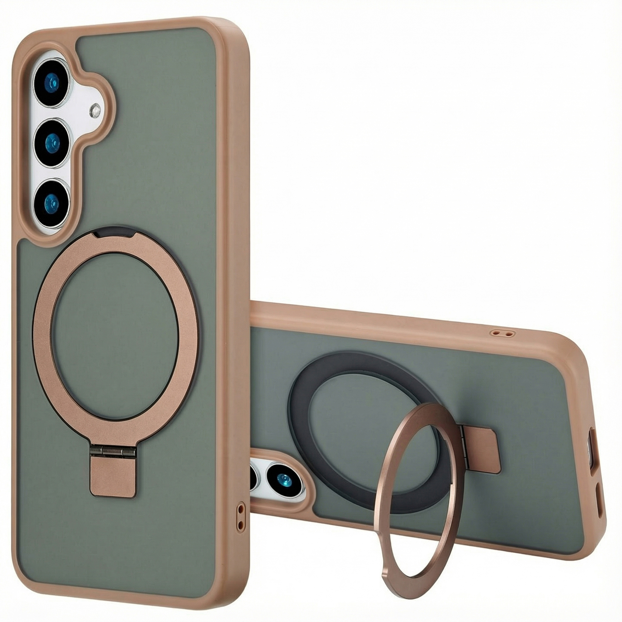 Accezz Coque Ring Stand avec MagSafe Samsung Galaxy S25 Plus - Marron
