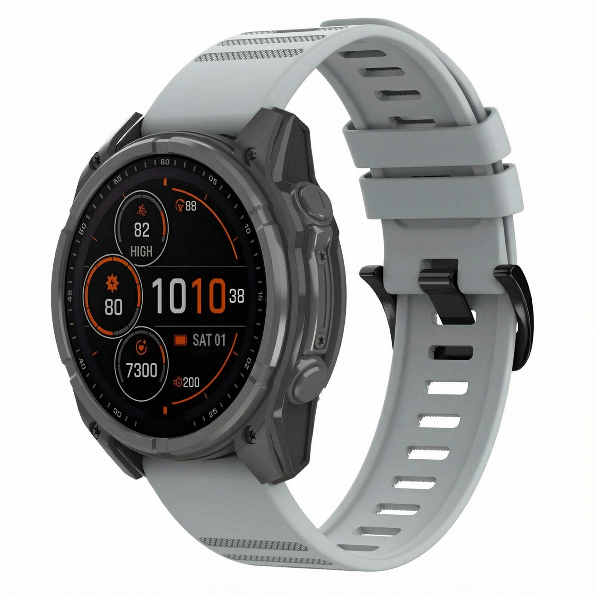 imoshion QuickFit® Stripe Siliconenbandje - Garmin 22 mm aansluiting - Grijs