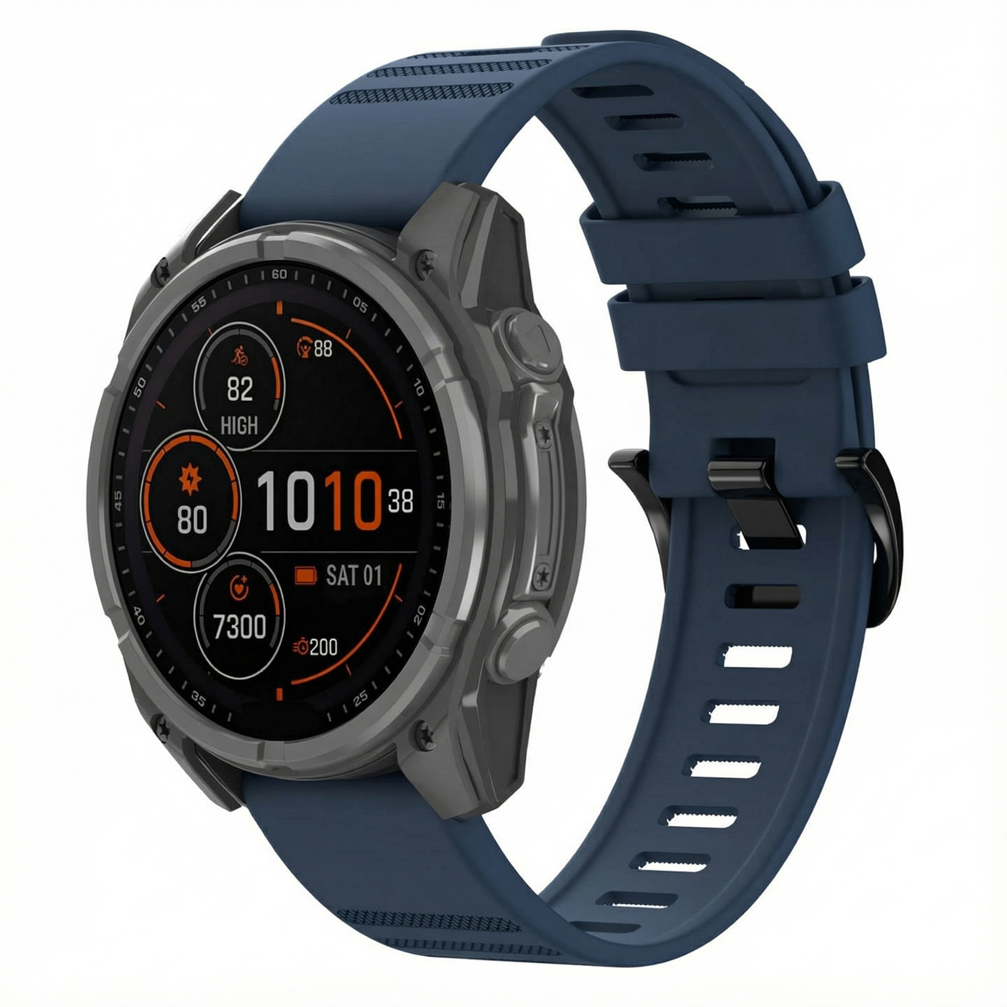 imoshion QuickFit® Stripe Siliconenbandje - Garmin 22 mm aansluiting - Donkerblauw