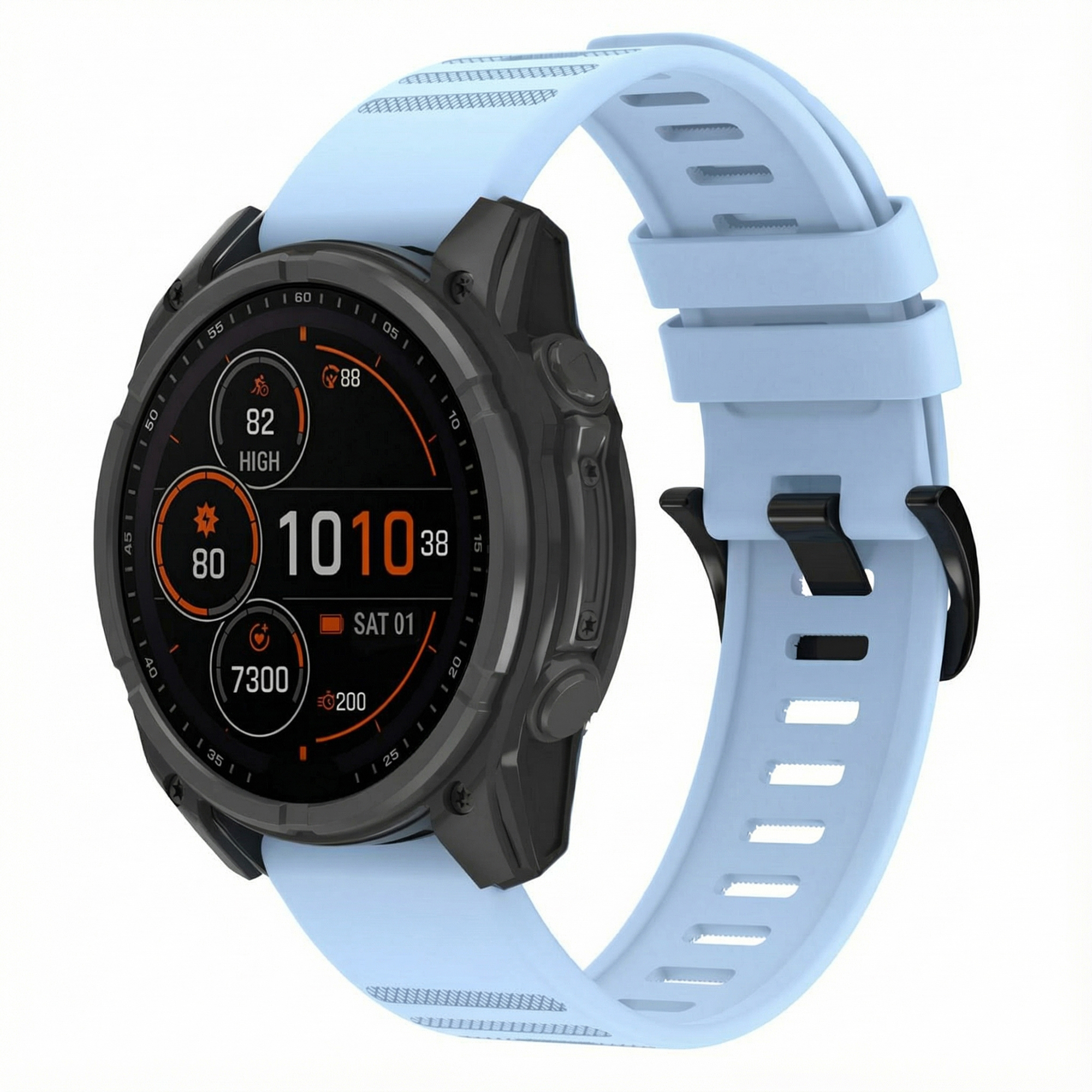 imoshion QuickFit® Stripe Siliconenbandje - Garmin 22 mm aansluiting - Lichtblauw