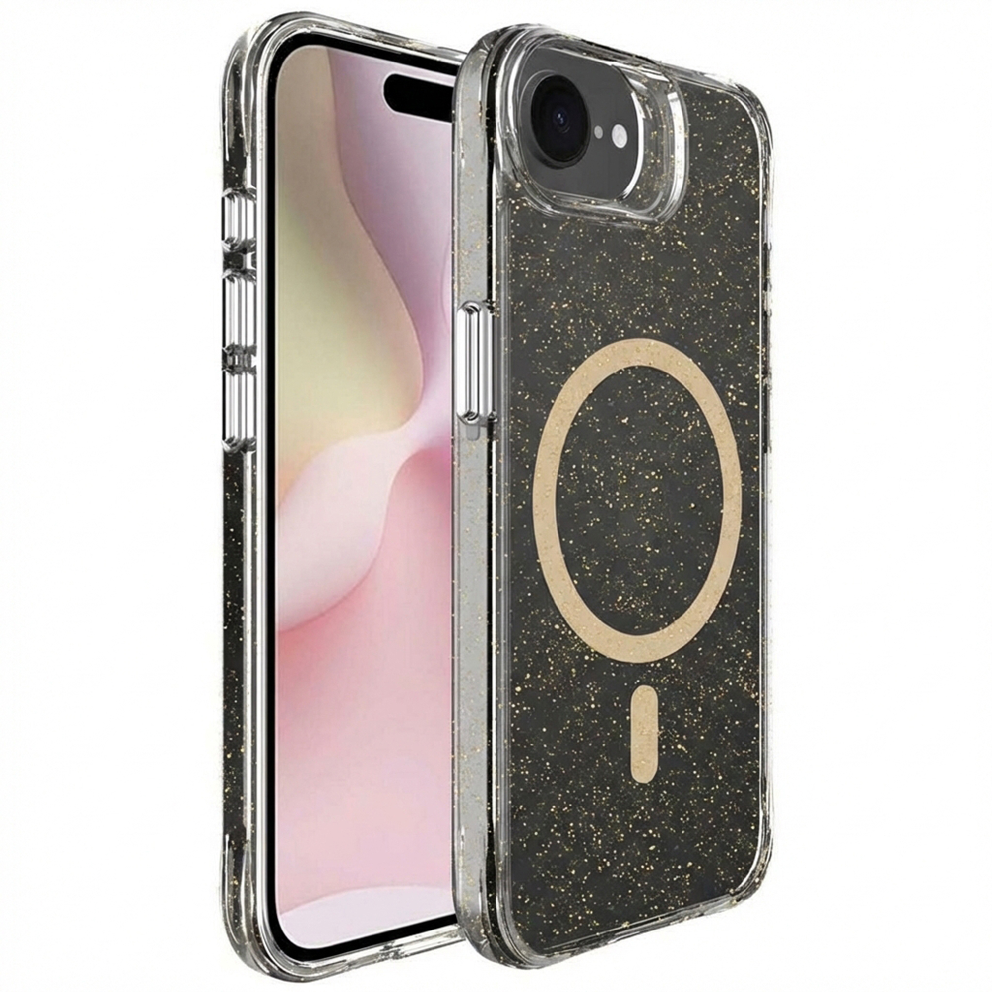 imoshion Clear Glitter Backcover met MagSafe voor de Apple iPhone 17e / 16e - Goud