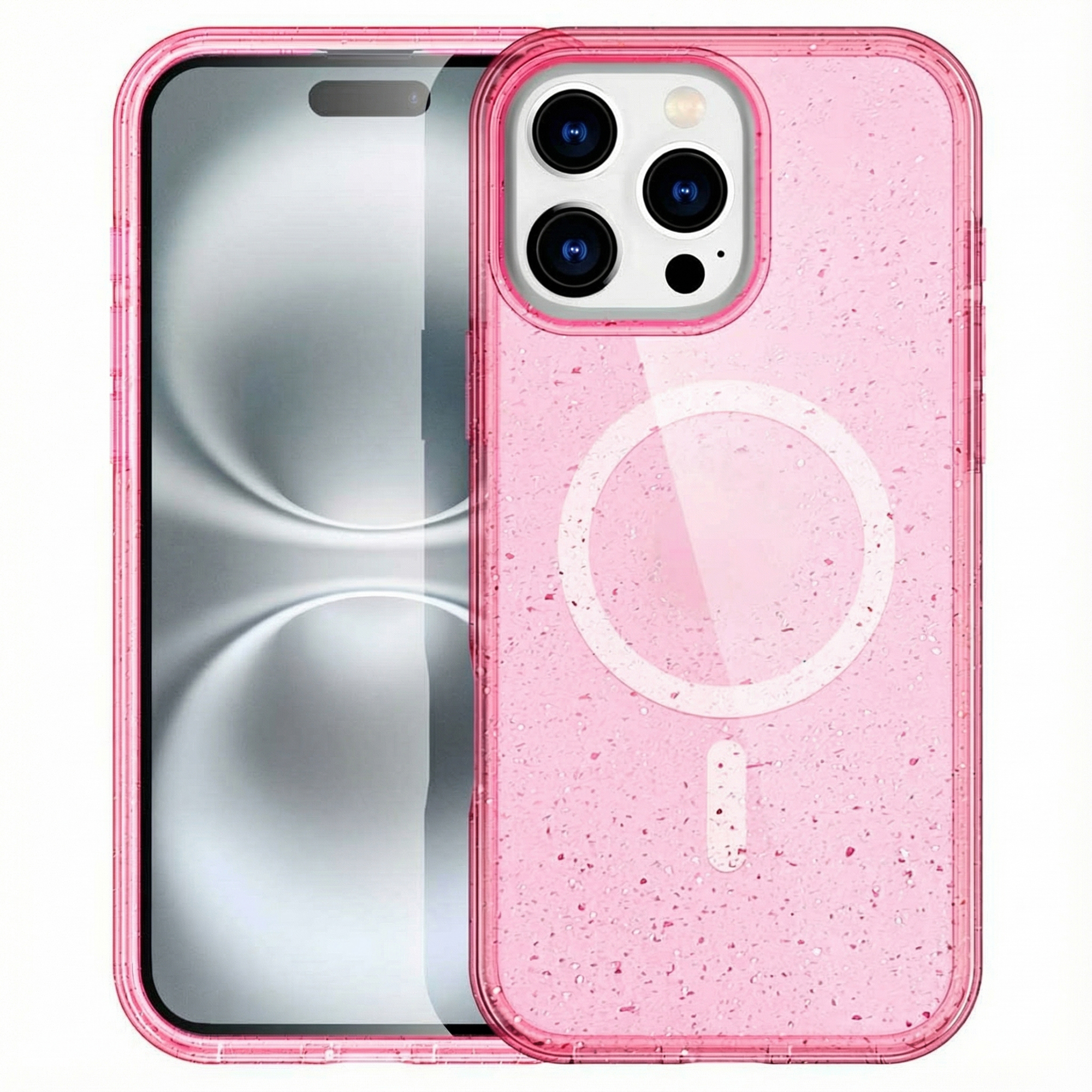 imoshion Coque Pailletée avec MagSafe Apple iPhone 16 Pro - Paillettes Rose