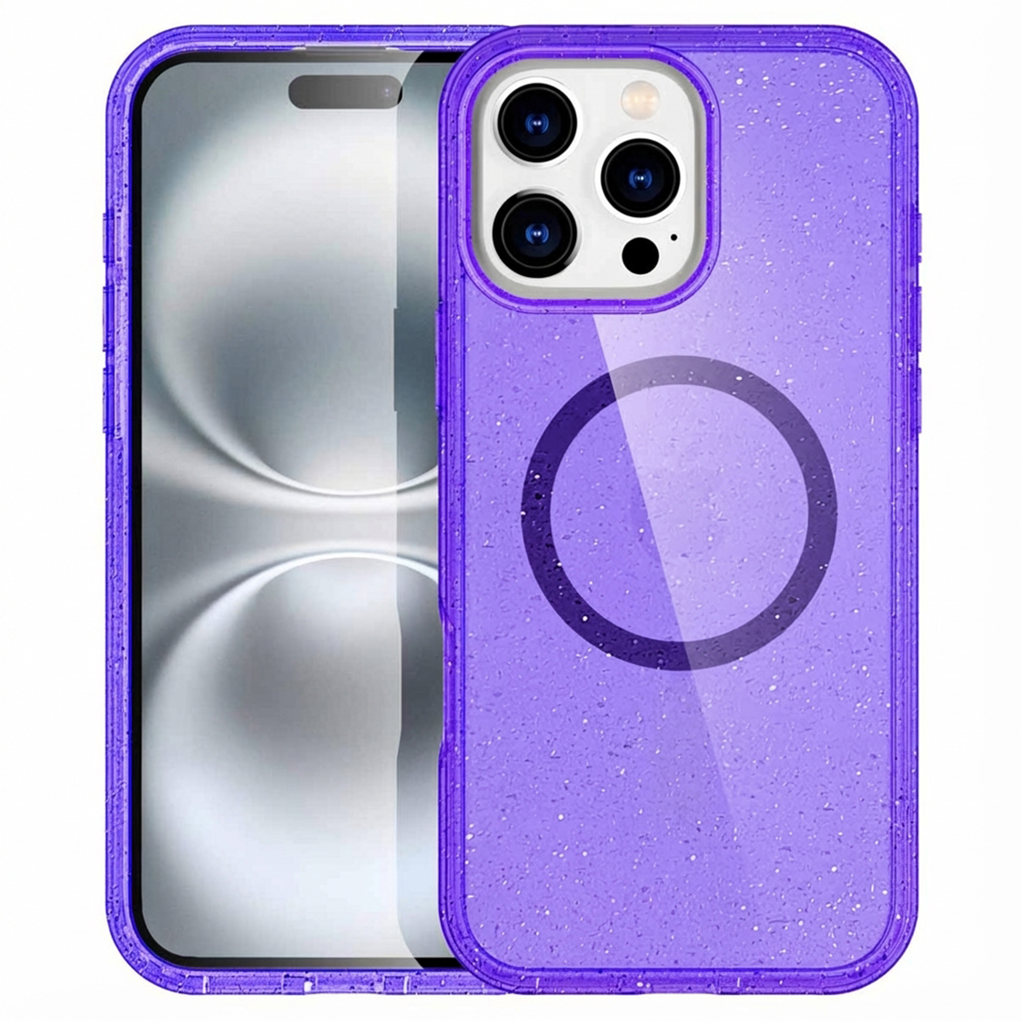 imoshion Coque Pailletée avec MagSafe Apple iPhone 16 Pro - Paillettes Violet