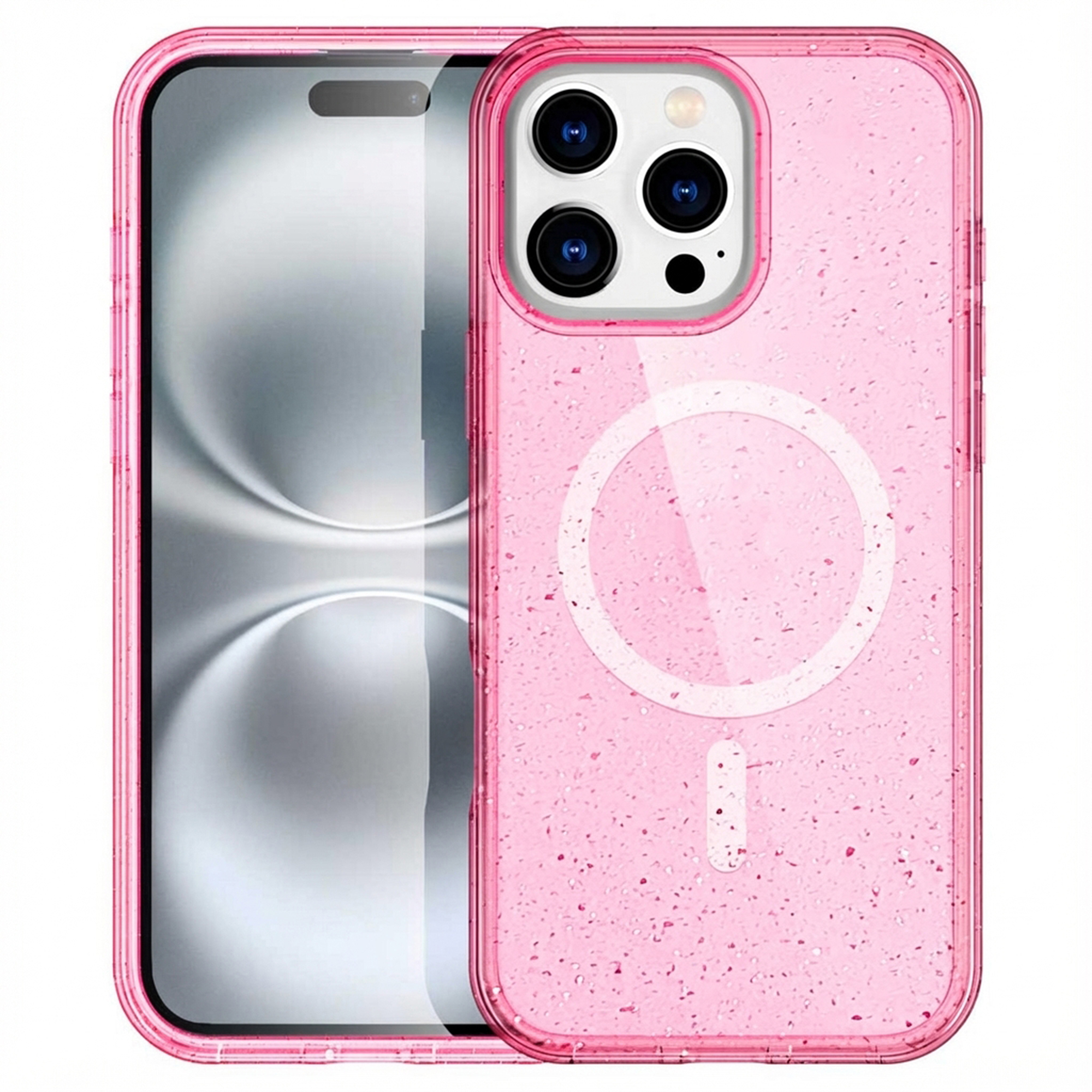 imoshion Coque Pailletée avec MagSafe Apple iPhone 16 Pro Max - Paillettes Rose