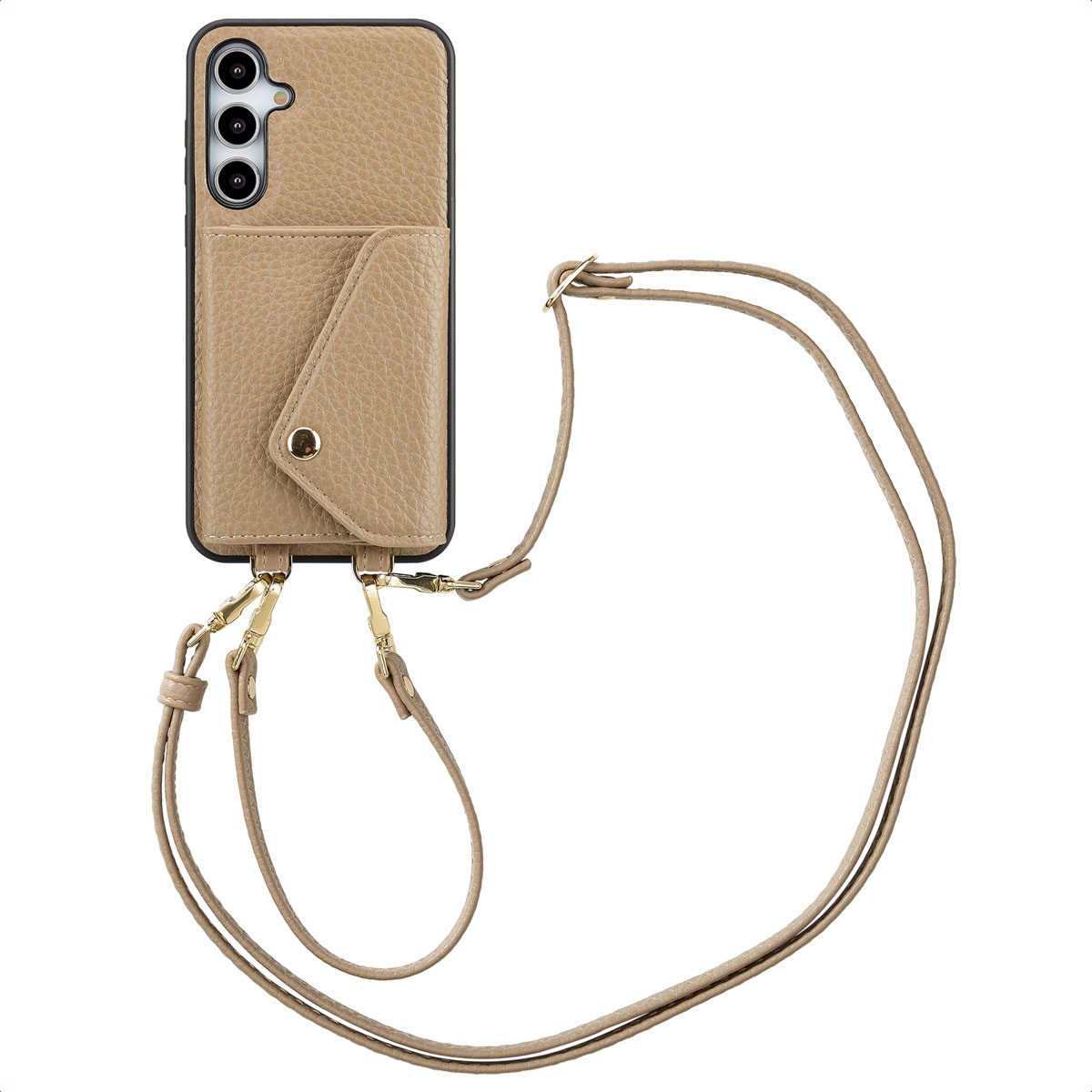 Selencia Sera Telefoonhoes met Koord en Envelop Pashouder voor de Samsung Galaxy A35 - Taupe