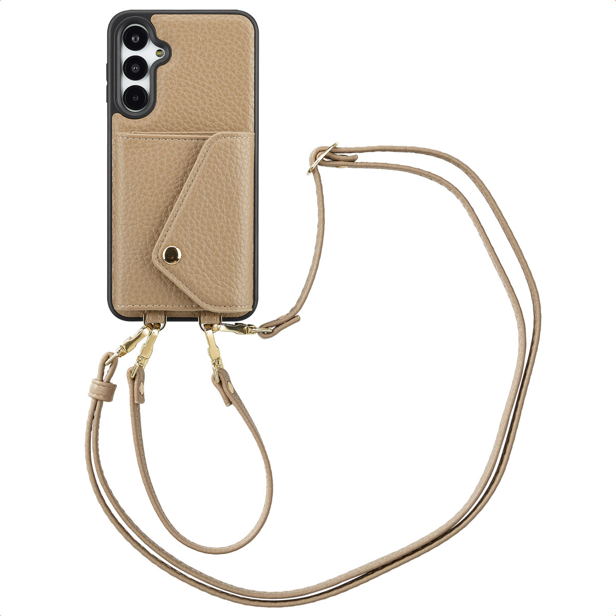 Selencia Sera Telefoonhoes met Koord en Envelop Pashouder voor de Samsung Galaxy A16 - Taupe