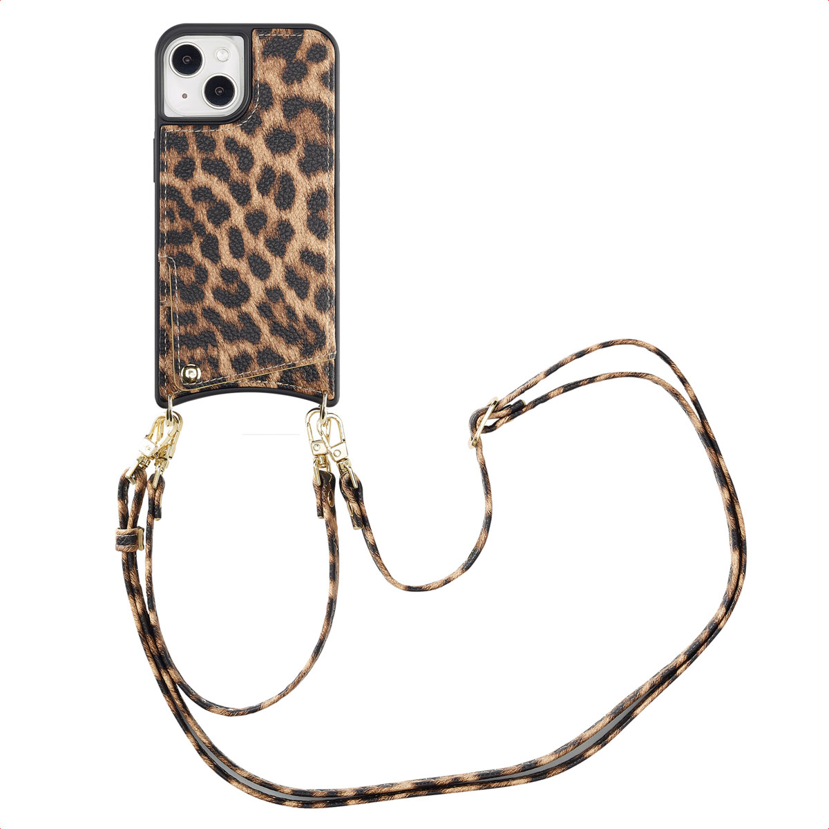 Selencia Nova Telefoonhoes met Koord en Pashouder voor de Apple iPhone 14 / 13 - Leopard