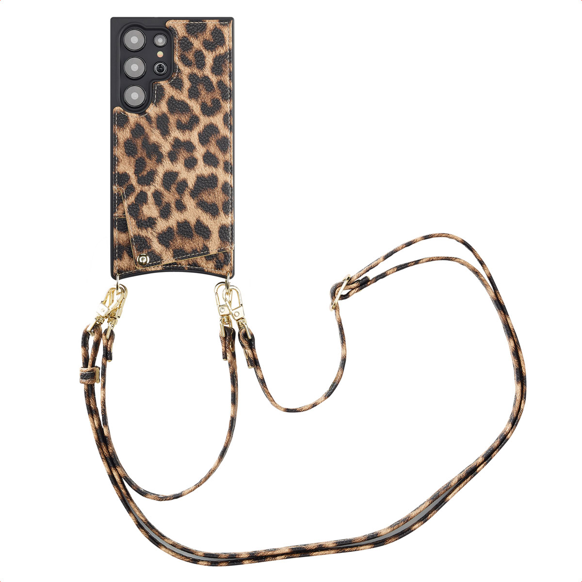 Selencia Nova Telefoonhoes met Koord en Pashouder voor de Samsung Galaxy S24 Ultra - Leopard