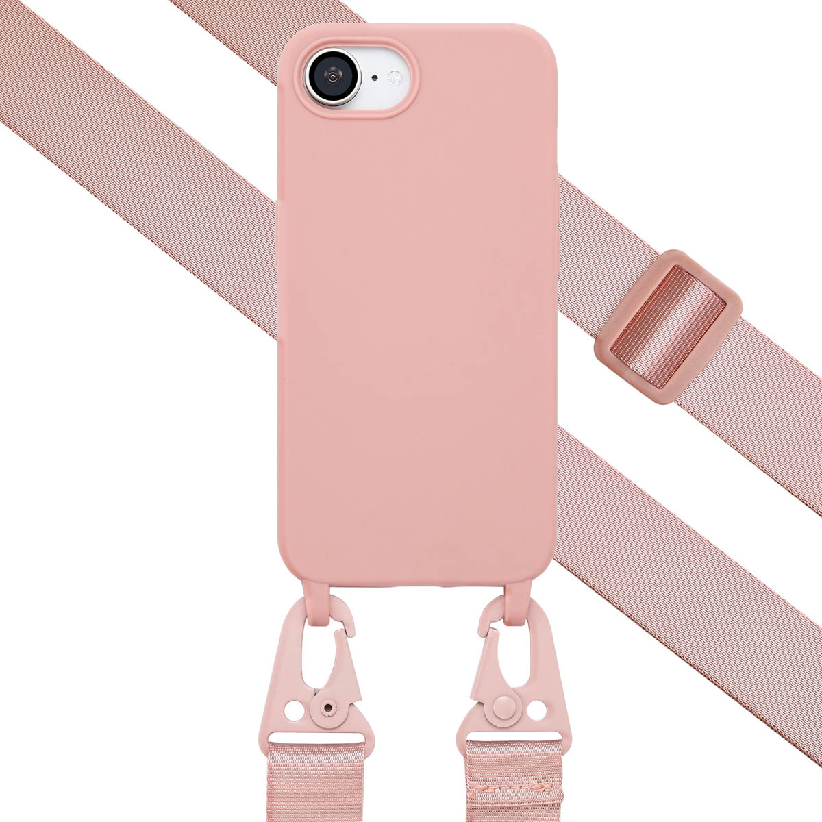 Selencia Coque silicone avec cordon amovible Apple iPhone 17e / 16e - Sand Pink