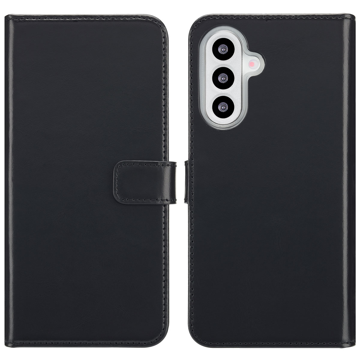 Selencia Echt Leren Bookcase voor de Samsung Galaxy A26 - Zwart