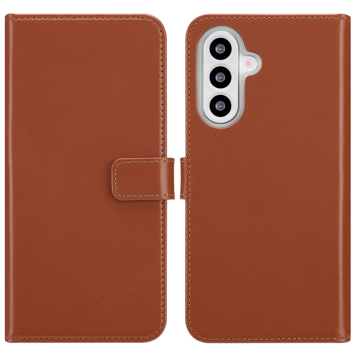 Selencia Echt Leren Bookcase voor de Samsung Galaxy A26 - Lichtbruin