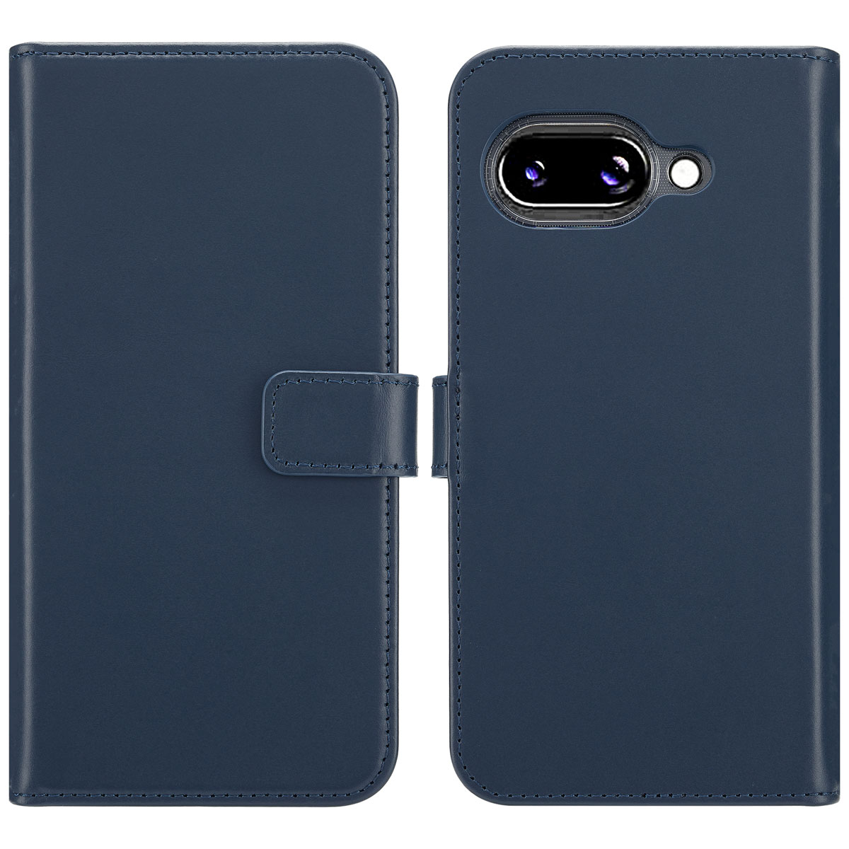 Selencia Echt Leren Bookcase voor de Google Pixel 9A - Blauw
