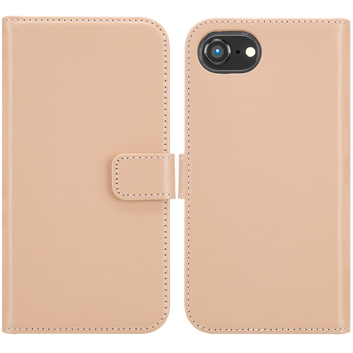Selencia Echt Leren Bookcase voor de Apple iPhone 17e / 16e - Dusty Pink