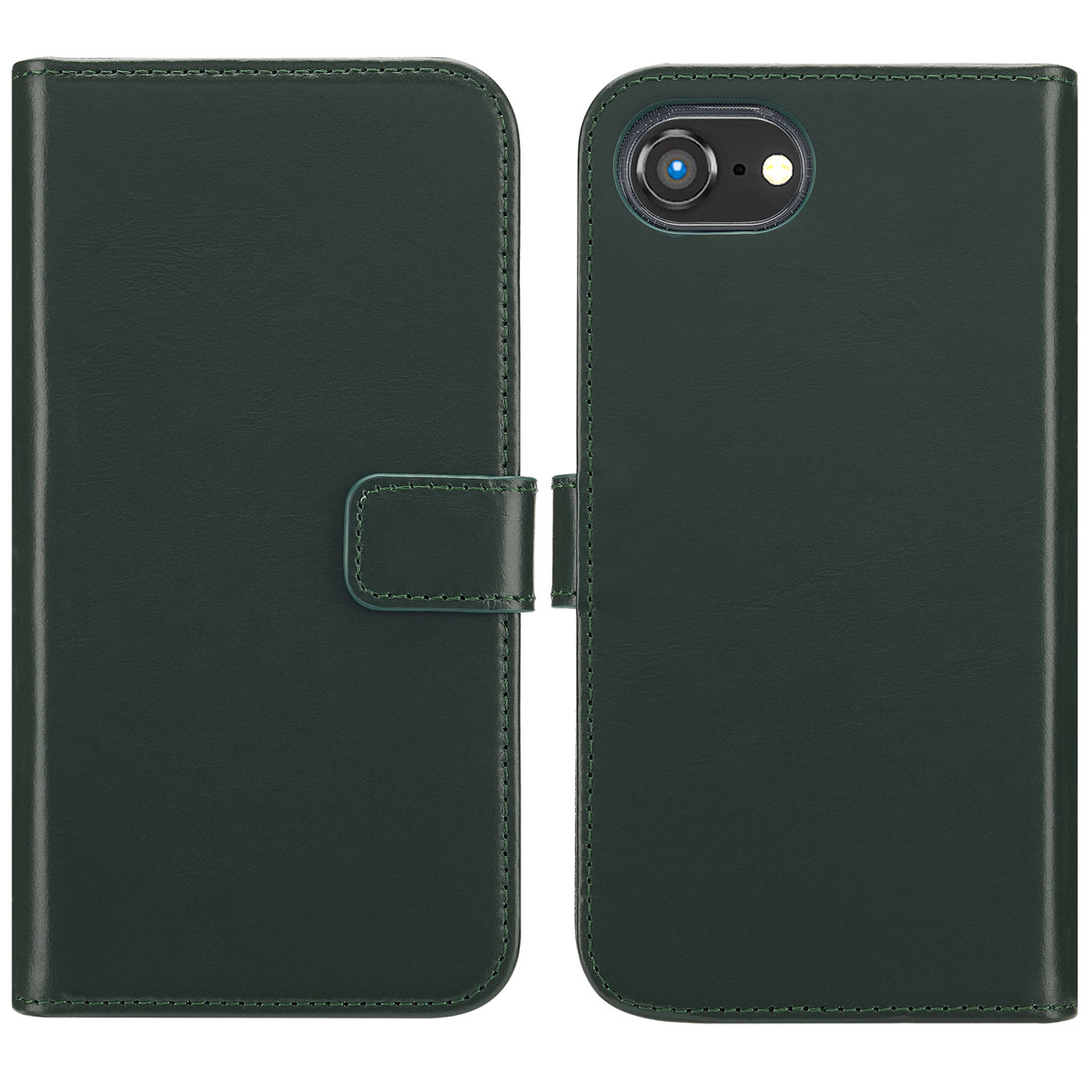 Selencia Echt Leren Bookcase voor de Apple iPhone 17e / 16e - Groen