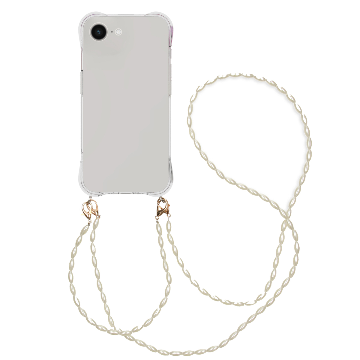 imoshion Coque avec dragonne + bracelet - Perles Apple iPhone 17e / 16e - Transparent