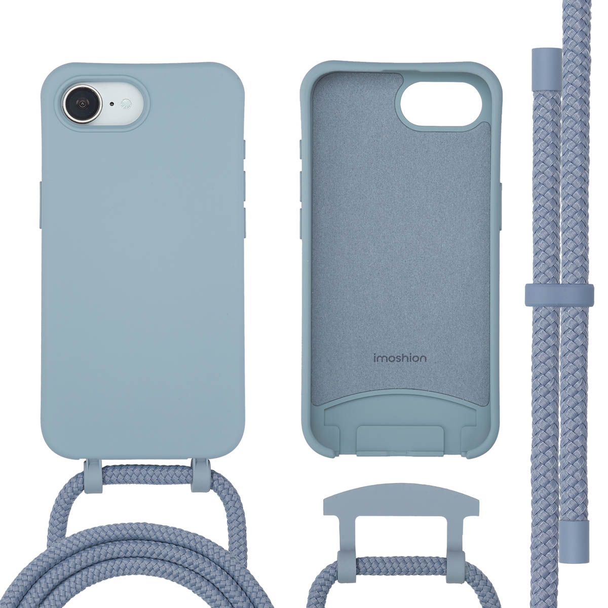 imoshion Coque arrière Color avec cordon amovible et MagSafe Apple iPhone 17e / 16e - Ash Blue
