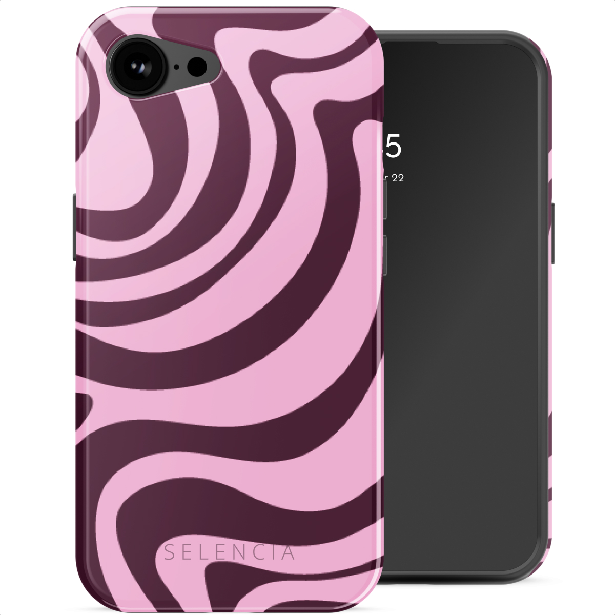 Selencia Vivid Backcover met MagSafe voor de Apple iPhone 17e / 16e - Wavy Swirl Pink Plum