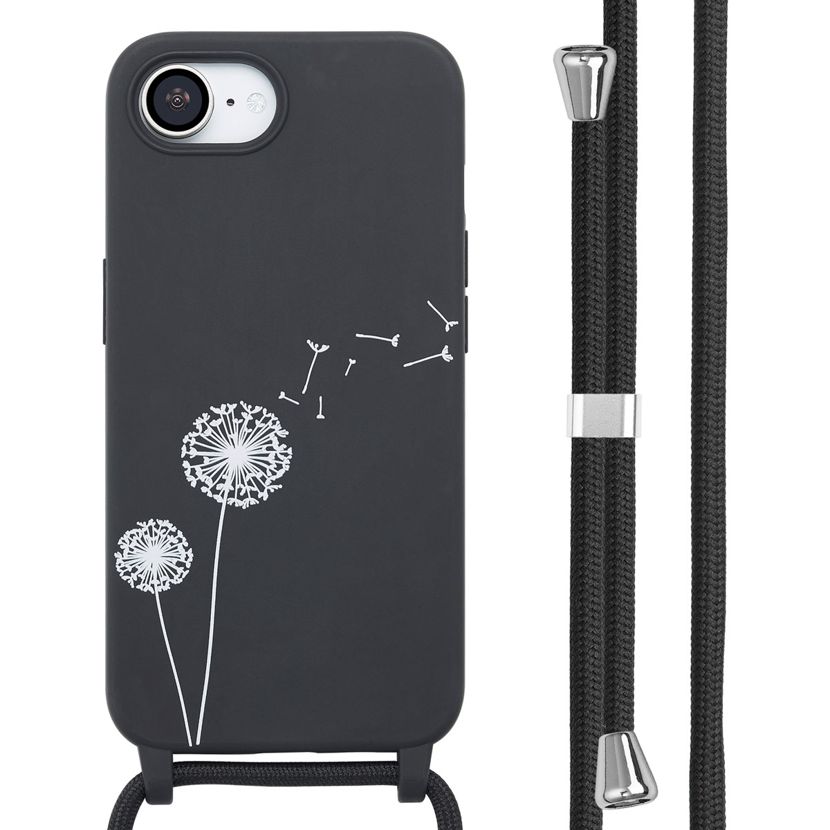 imoshion Coque design en silicone avec cordon Apple iPhone 17e / 16e - Dandelion Black