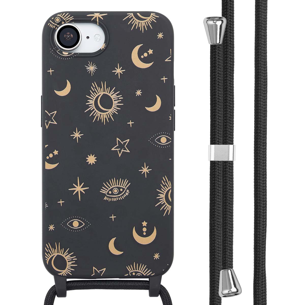 imoshion Coque design en silicone avec cordon Apple iPhone 17e / 16e - Sky Black
