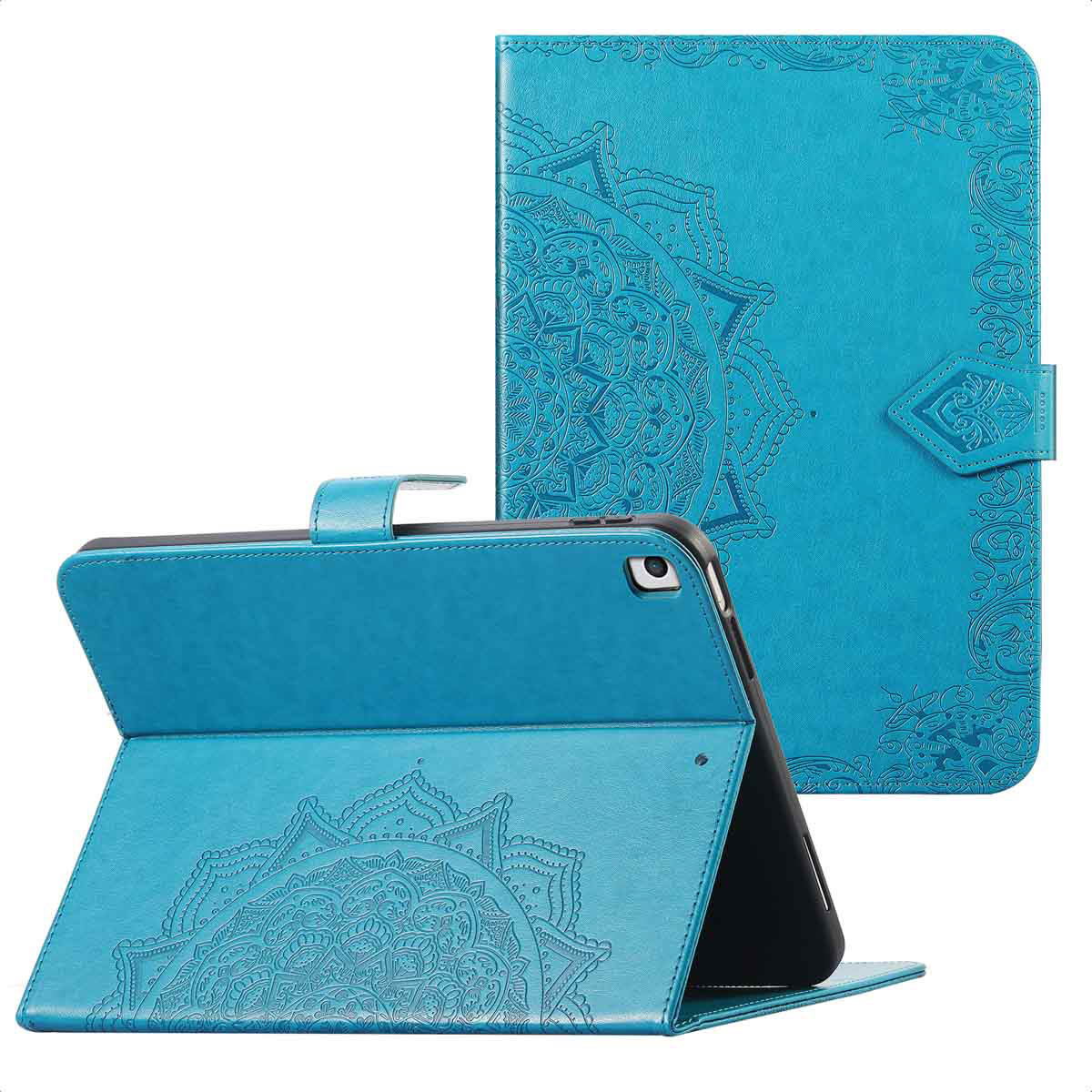 imoshion Mandala Bookcase voor de Apple iPad 9 (2021) 10.2 inch / iPad 8 (2020) 10.2 inch / iPad 7 (2019) 10.2 inch - Turquoise