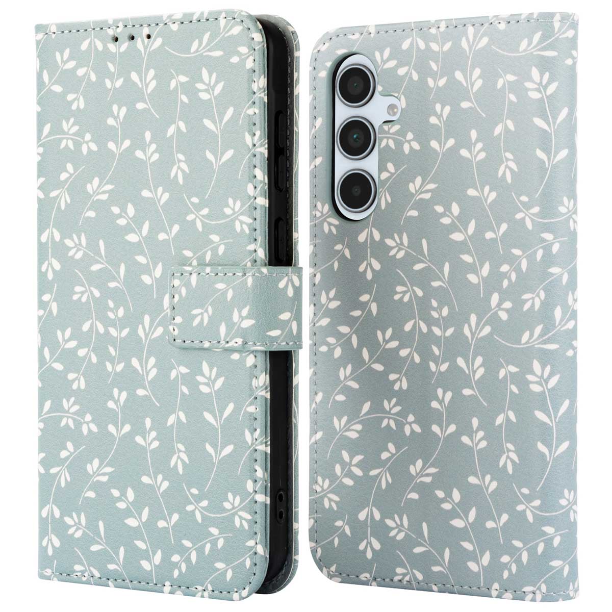 imoshion Design Bookcase voor de Samsung Galaxy A35 - Smoke Green Flowers