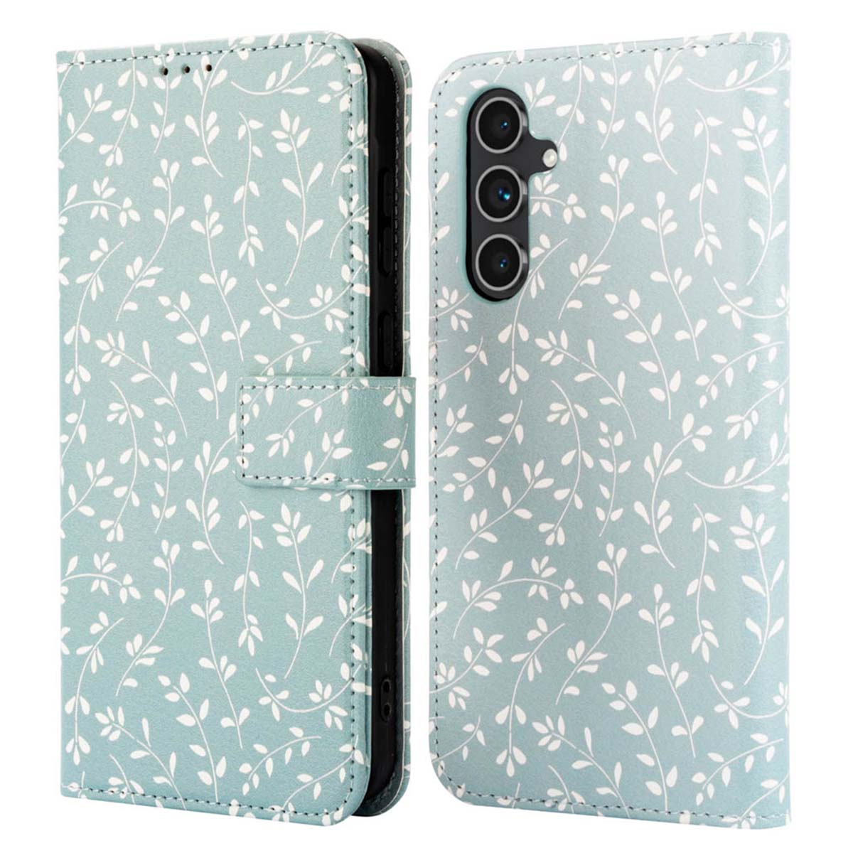 imoshion Hoesje - Geschikt voor Samsung Galaxy A54 (5G) - Design Bookcase smartphone - Smoke Green Flowers