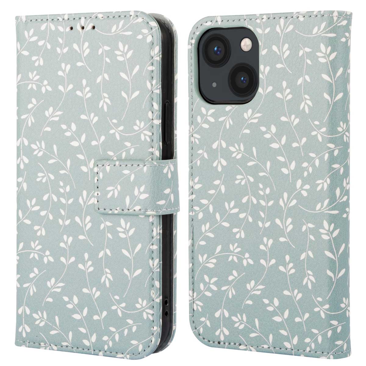imoshion Design Bookcase voor de Apple iPhone 13 - Smoke Green Flowers