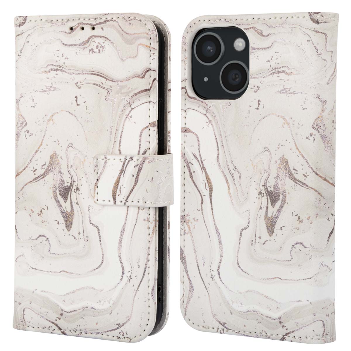 imoshion Hoesje - Geschikt voor Apple iPhone 15 - Design Bookcase smartphone - Sandy Marble