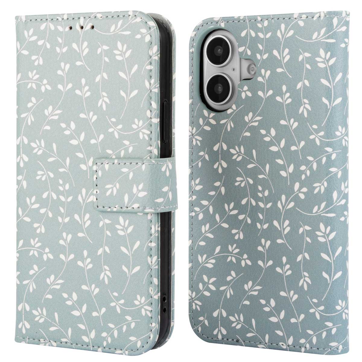 imoshion Design Bookcase voor de Apple iPhone 16 - Smoke Green Flowers