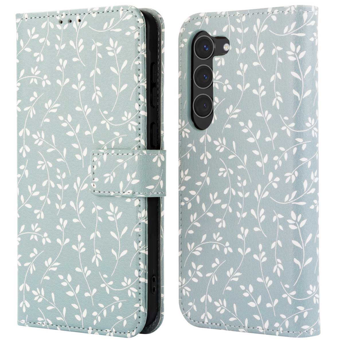 imoshion Design Bookcase voor de Samsung Galaxy S23 - Smoke Green Flowers