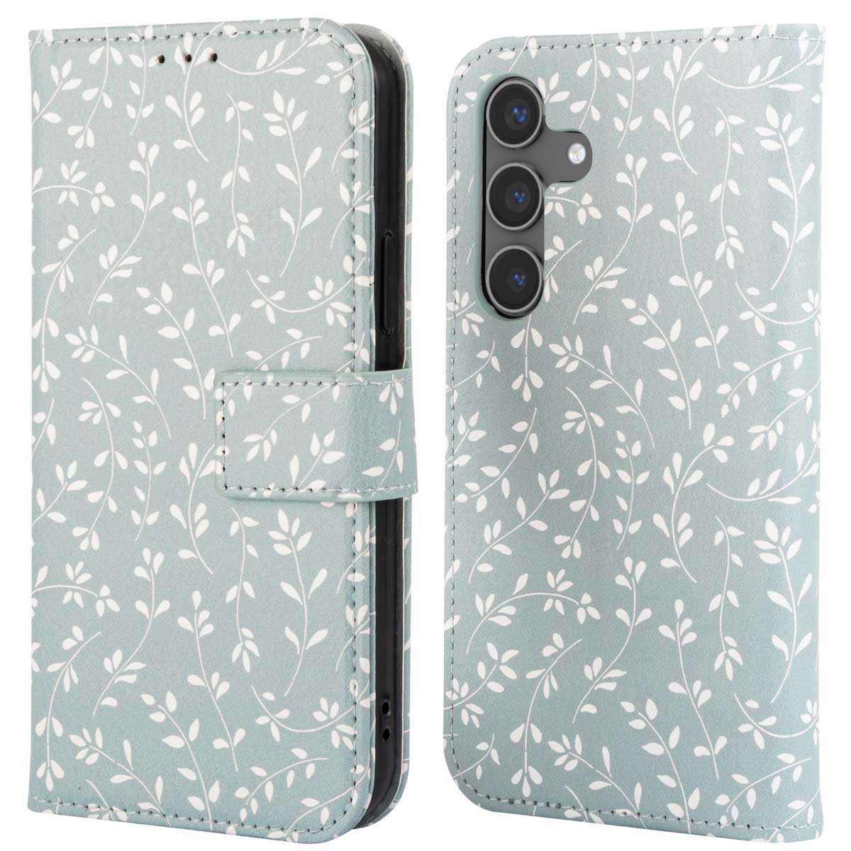 imoshion Design Bookcase voor de Samsung Galaxy S24 - Smoke Green Flowers