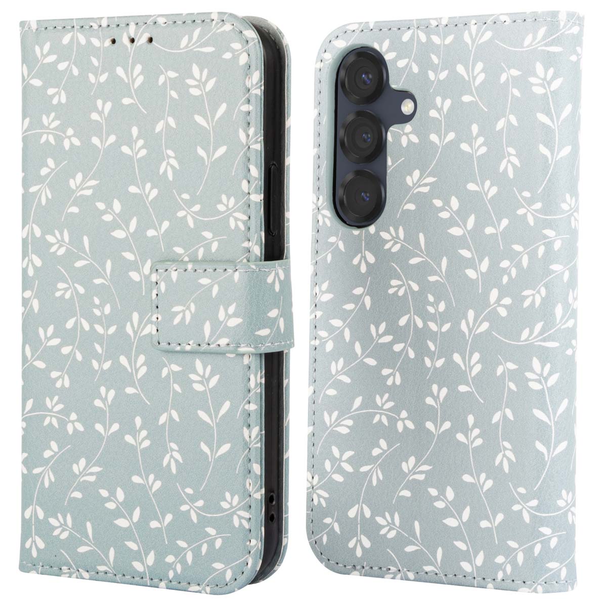 imoshion Design Bookcase voor de Samsung Galaxy S25 - Smoke Green Flowers