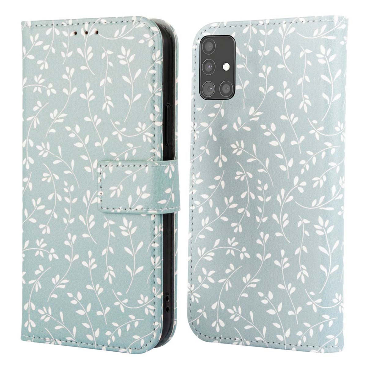imoshion Design Bookcase voor de Samsung Galaxy A51 - Smoke Green Flowers