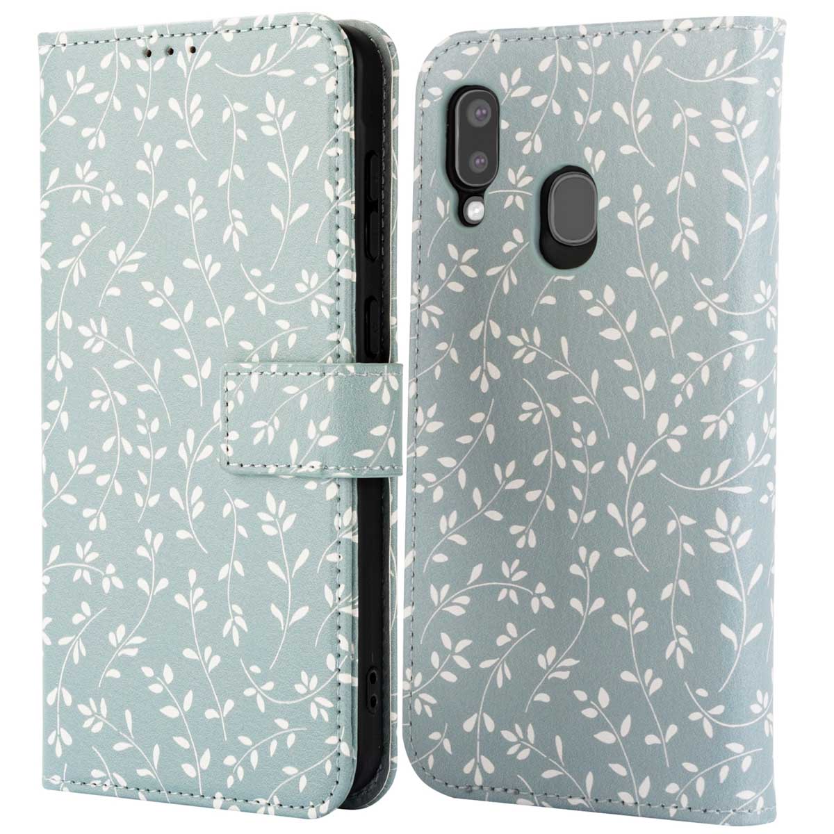 imoshion Design Bookcase voor de Samsung Galaxy A20e - Smoke Green Flowers