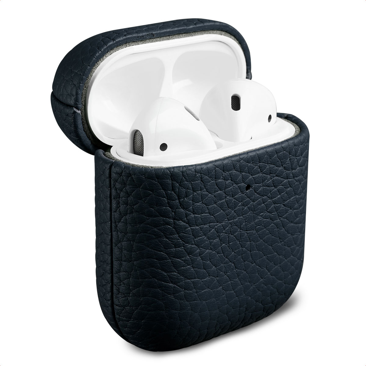 Accezz Coque en cuir véritable Apple Airpods 1 / 2 - Bleu foncé