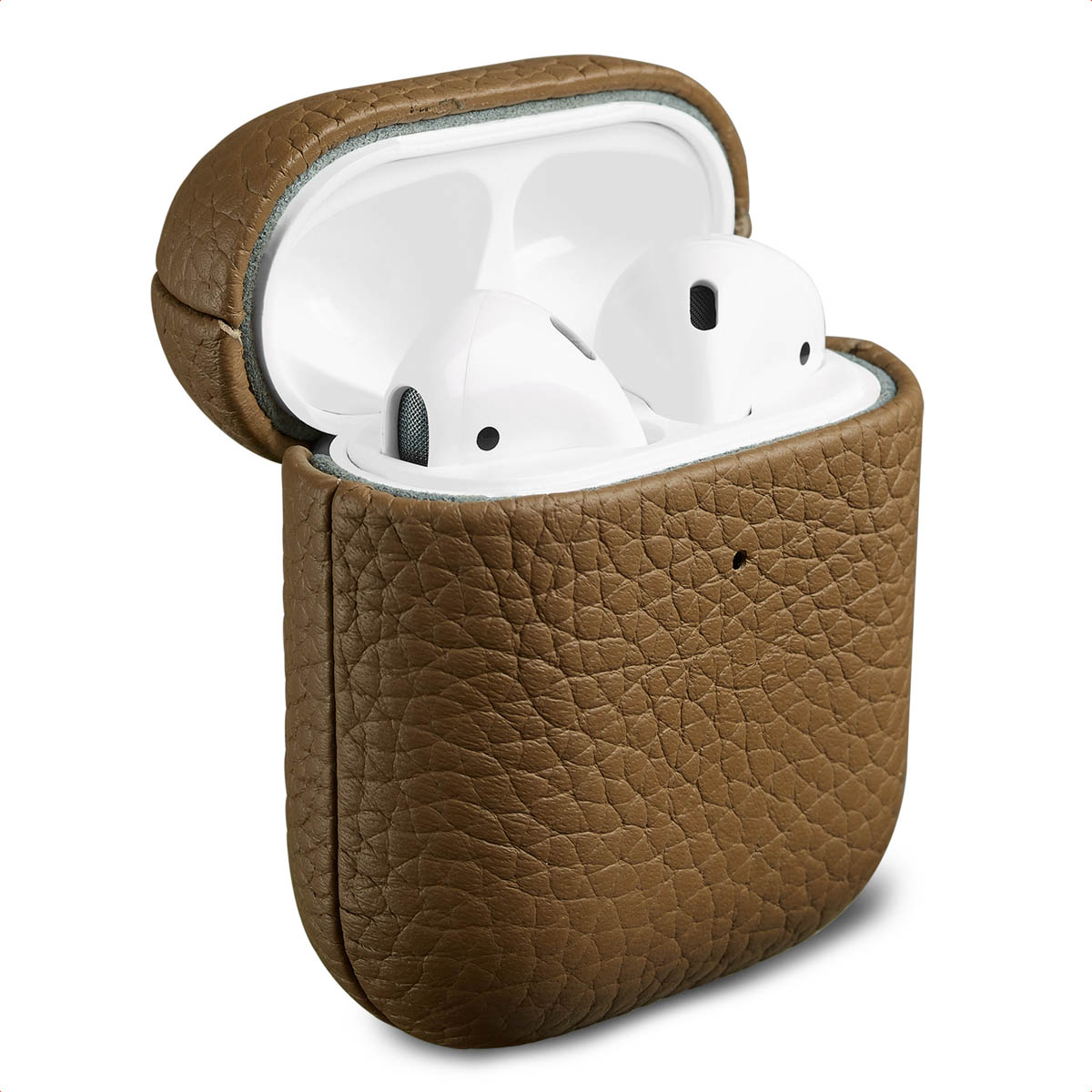 Accezz Echt Leren Case voor de  Apple Airpods 1 / 2 - Taupe
