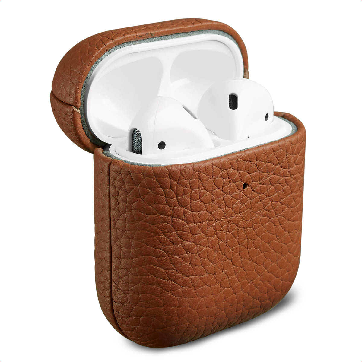 Accezz Echt Leren Case voor de Apple Airpods 1 / 2 - Cognac