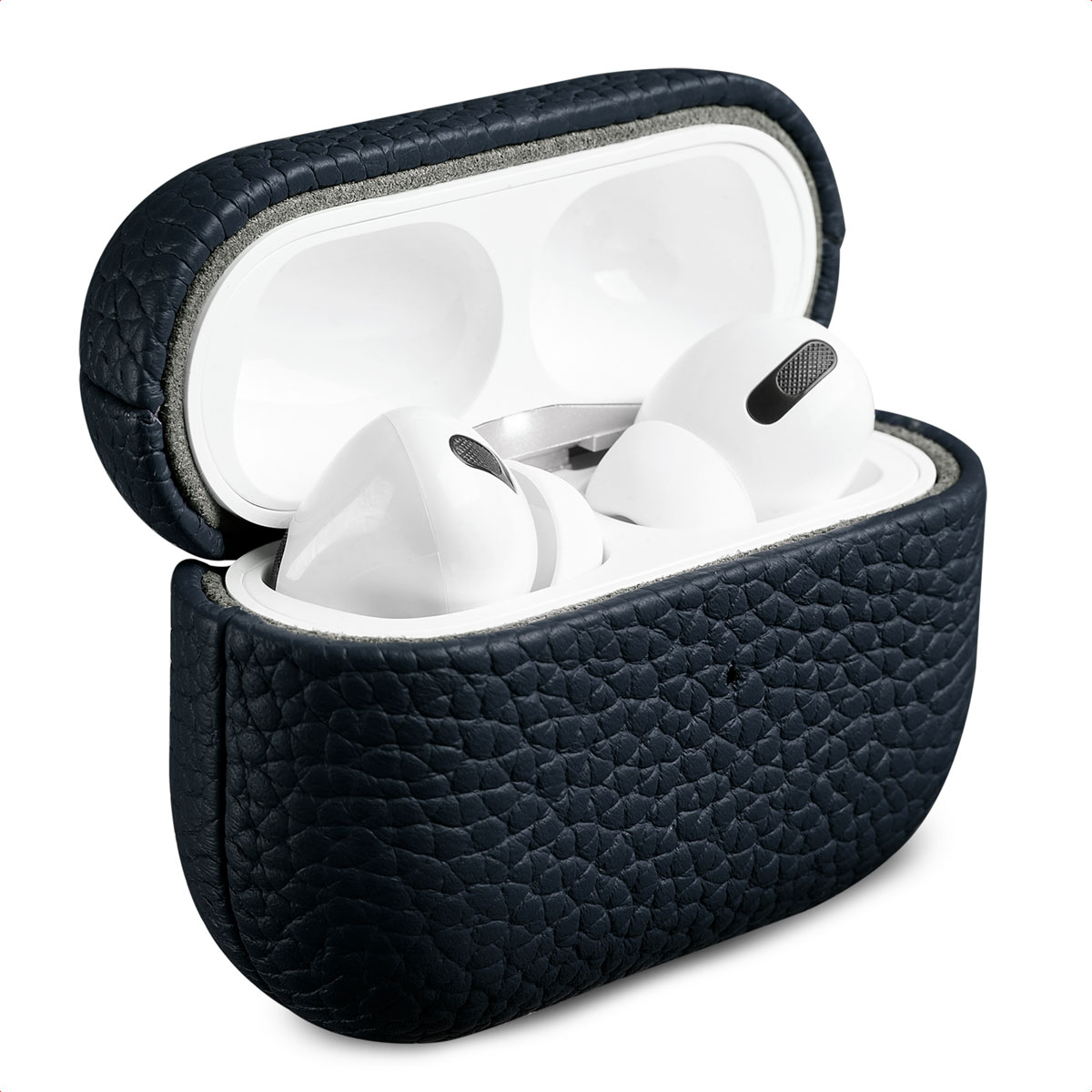 Accezz Coque en cuir véritable Apple AirPods Pro 2 - Bleu foncé