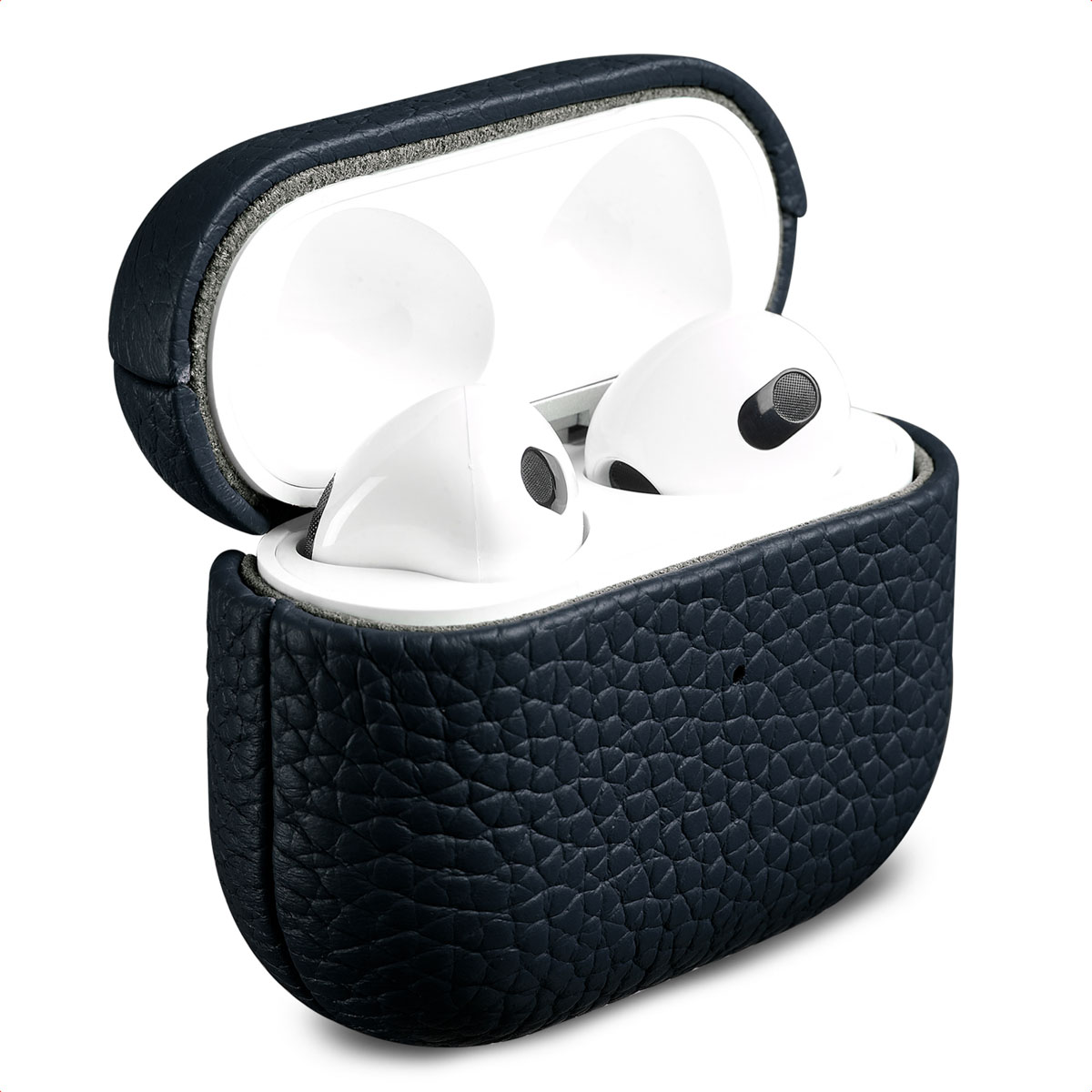 Accezz Coque en cuir véritable  Apple Airpods 3 - Bleu foncé