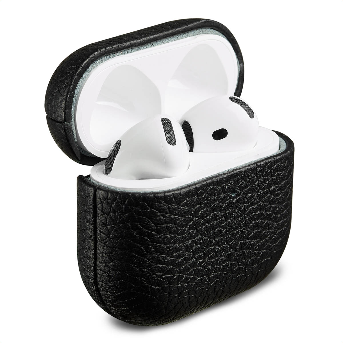 Accezz Coque en cuir véritable Apple Airpods 4 - Noir