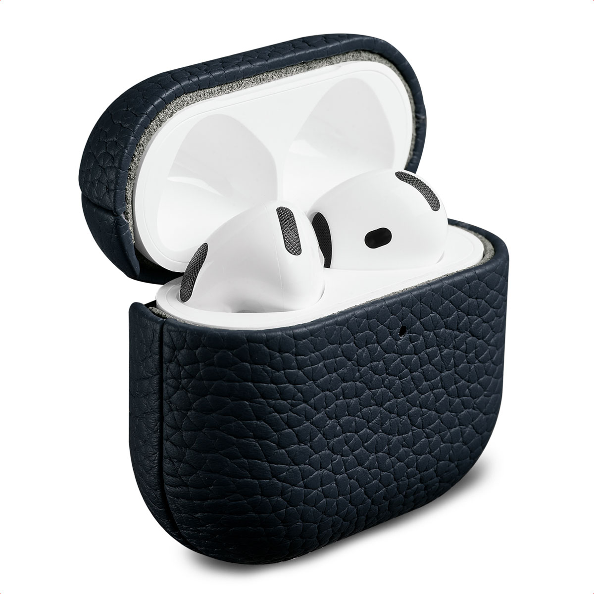 Accezz Coque en cuir véritable  Apple Airpods 4 - Bleu foncé