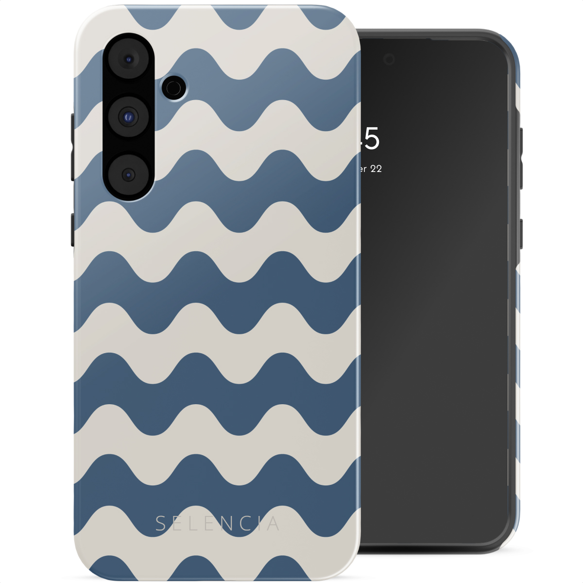 Selencia Vivid Backcover voor de Samsung Galaxy A55 - Wave Vibes Classic Blue