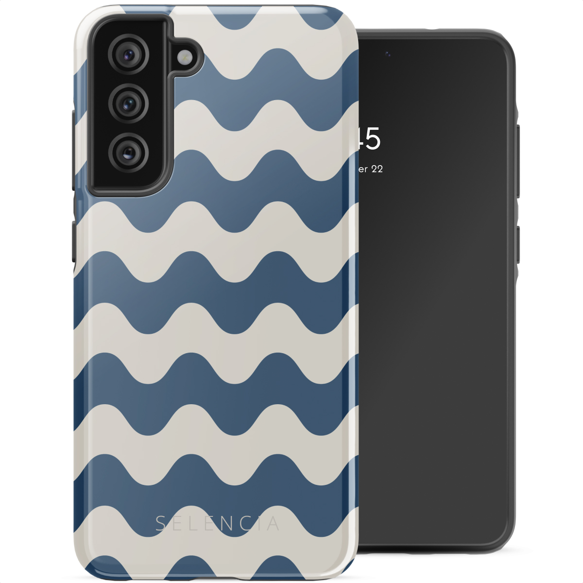 Selencia Coque arrière Vivid Samsung Galaxy S21 FE - Wave Vibes Classic Blue