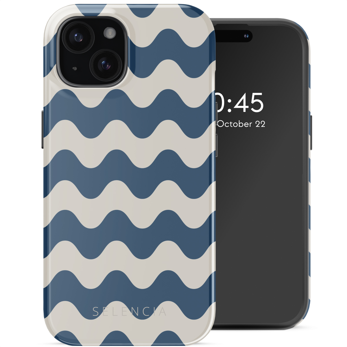 Selencia Coque arrière Vivid avec MagSafe Apple iPhone 15 - Wave Vibes Classic Blue