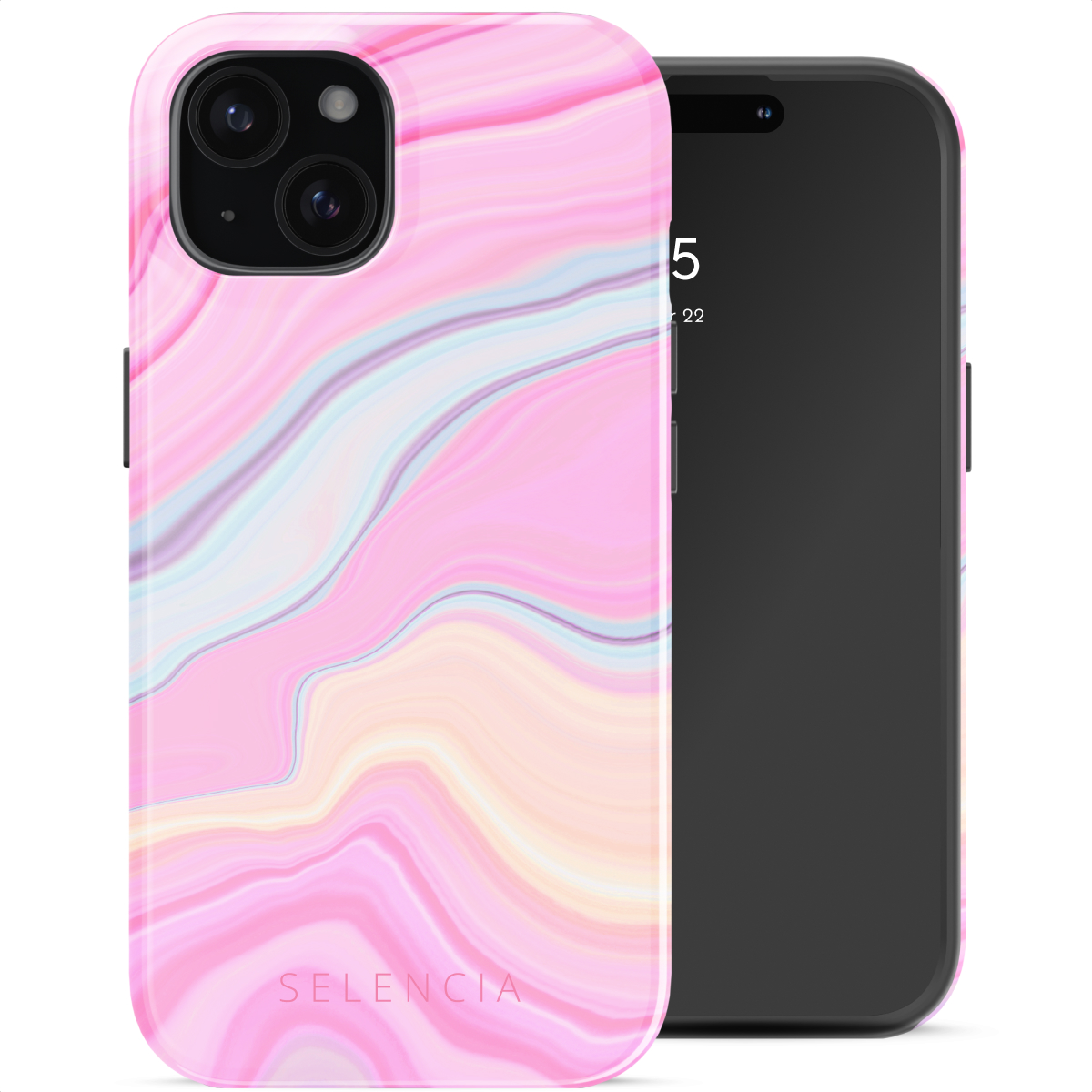 Selencia Coque arrière Vivid avec MagSafe Apple iPhone 15 - Pastel Lipstick Marble