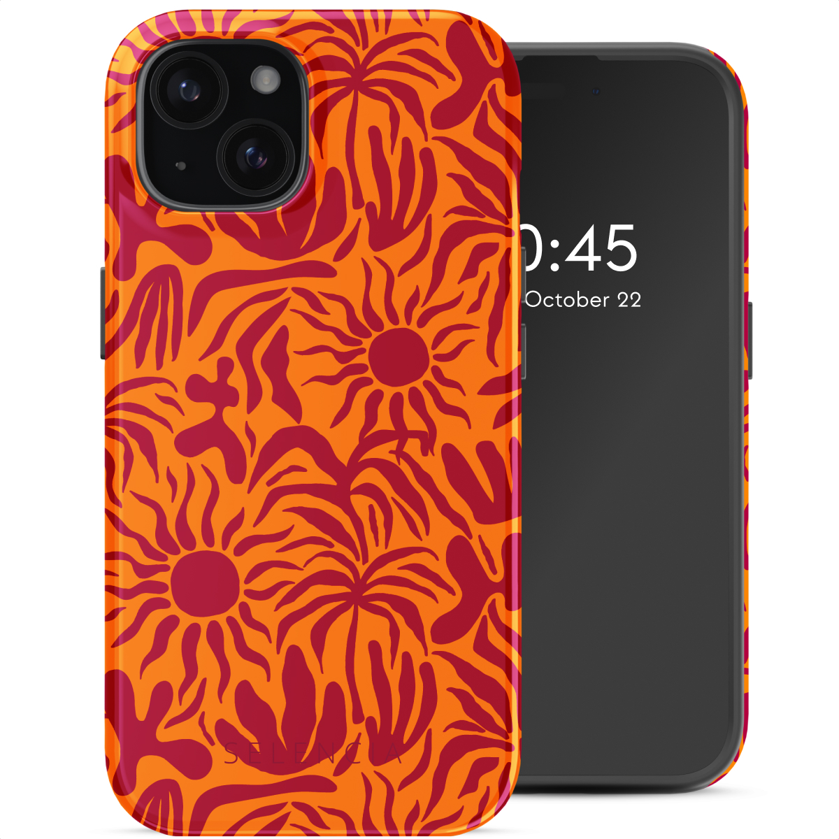 Selencia Coque arrière Vivid avec MagSafe Apple iPhone 15 - Tropical Vibes Apricot