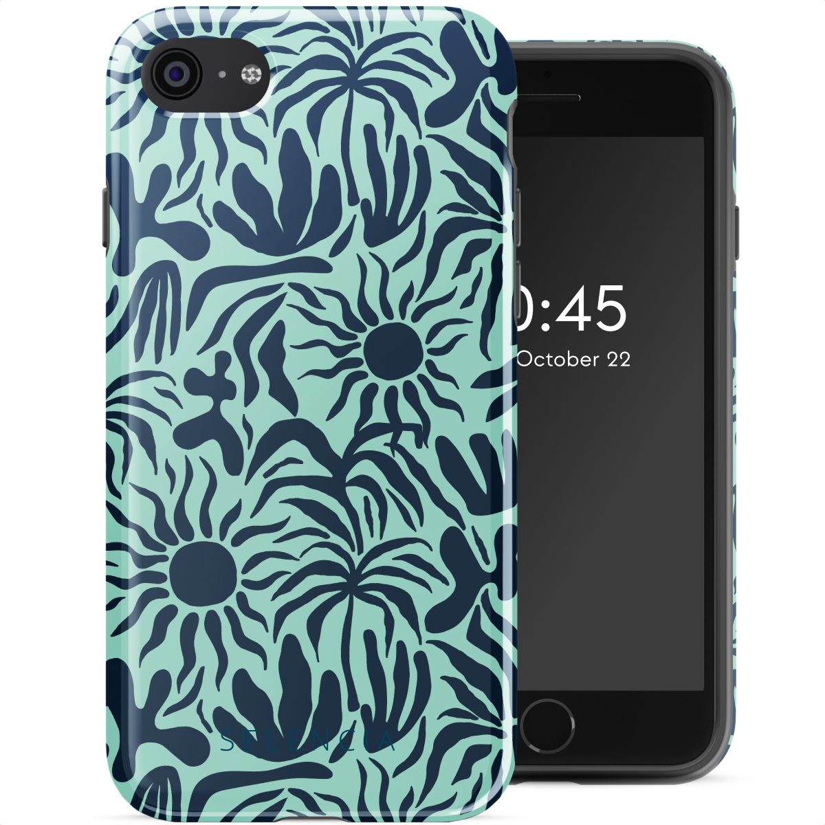 Selencia Coque arrière Vivid Apple iPhone SE (2022 / 2020) / 8 / 7 - Tropical Vibes Light Blue
